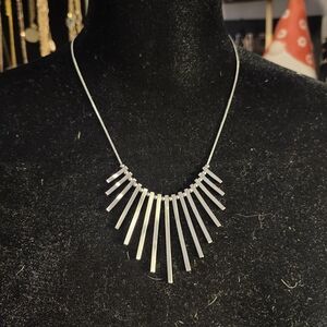 Elegant Vintage Silver Tone Bib Statement Necklace